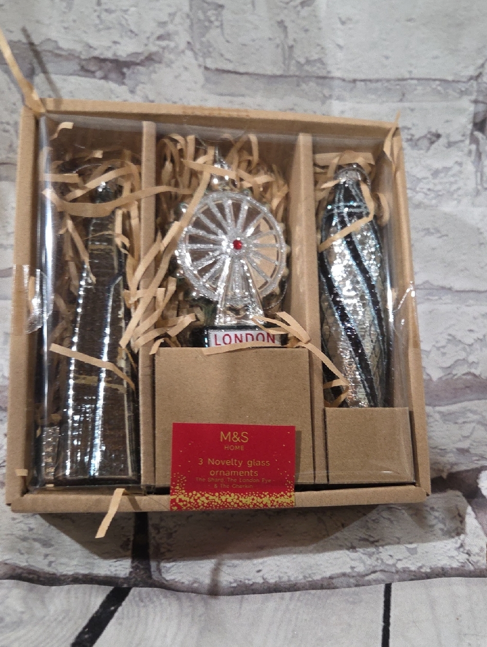 Marks & Spencer Silver and Red London Ferris Wheel Christmas Ornaments